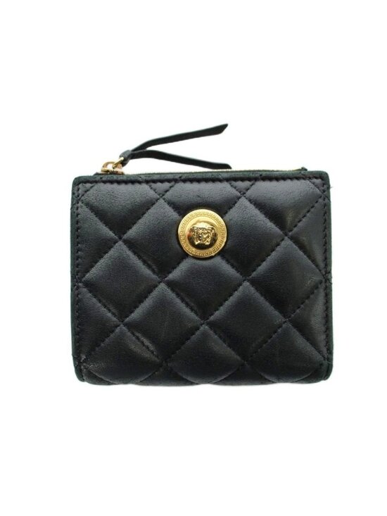 Versace Handbags - Versace Bifold Wallet Logo Leather Medusa Quilted Black